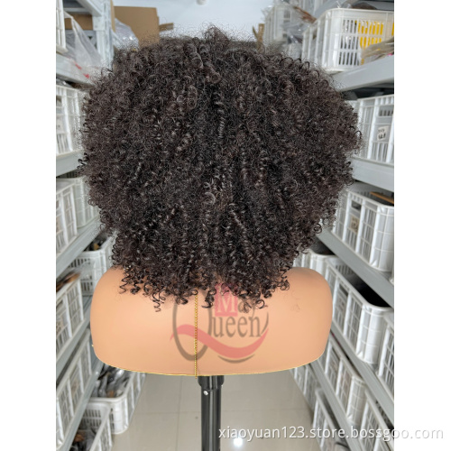 Best Selling Afro Small Kinky Curly Unprocessed Brazilian Virgin Human Hair Lace Wigs Pre Plucked Hairline for Africa Women